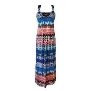 Nicole By Nicole Miller Multicolor Beaded Strappy Maci Dress. Size XL #1140